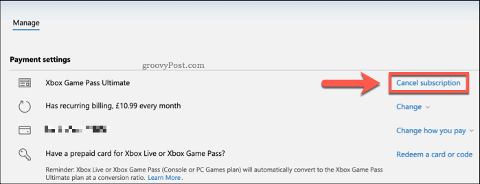 Zrušenie predplatného služby Xbox