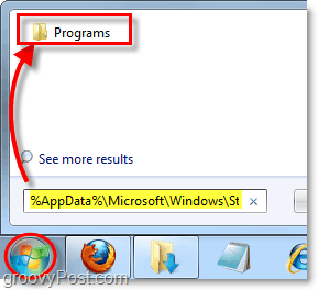 prístup k priečinku ponuky Štart z ponuky Štart v systéme Windows 7