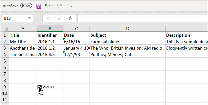 Vložte začiarkavacie políčko do programu Microsoft Excel