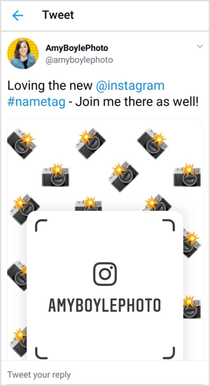 Cross-propagujte svoju menovku Instagram na sociálnych kanáloch, ako je Twitter.