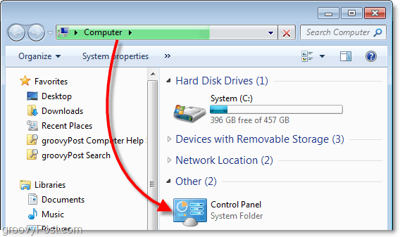 zobraziť ovládací panel z môjho počítača v systéme Windows 7