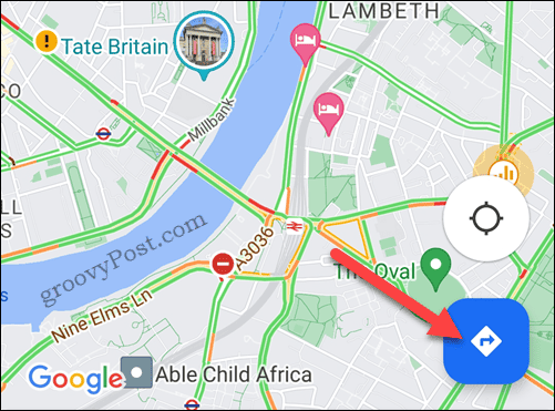 tlačidlo mobilnej trasy v Mapách Google