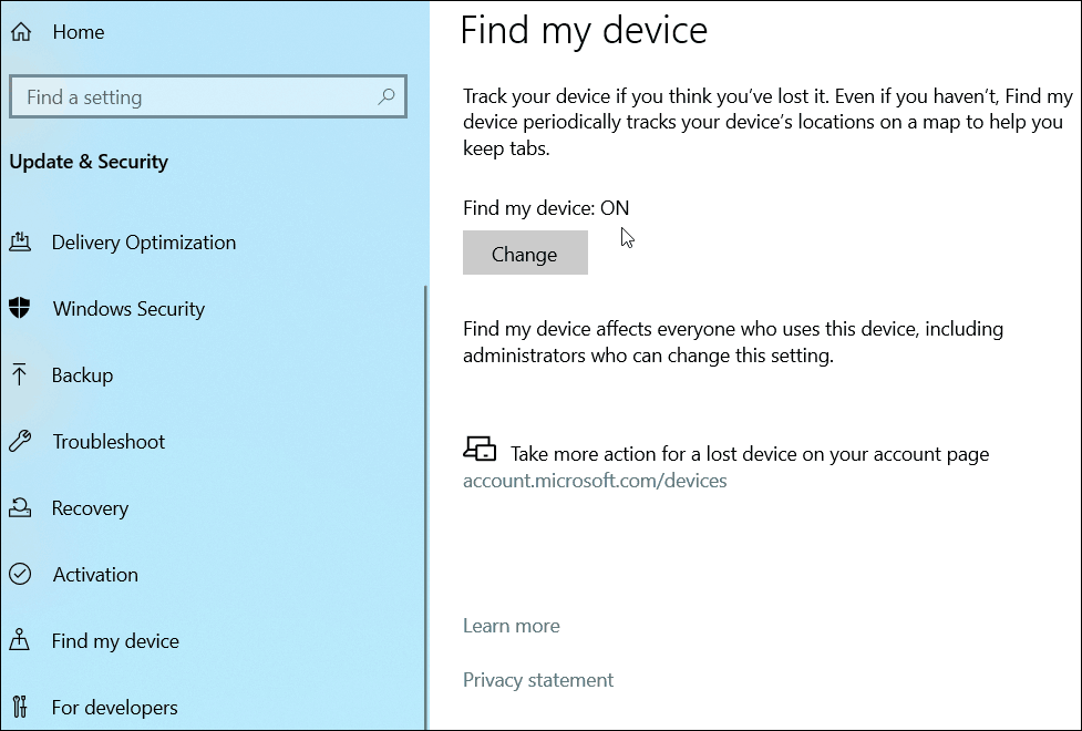 Nájsť moje zariadenie Windows 10
