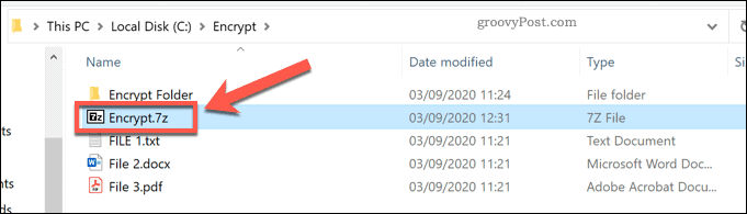 Súbor 7z v programe Windows File Explorer