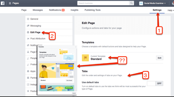 Tu je príklad, ako zmeniť rozloženie svojej Facebook stránky pomocou nástroja Business Manager.