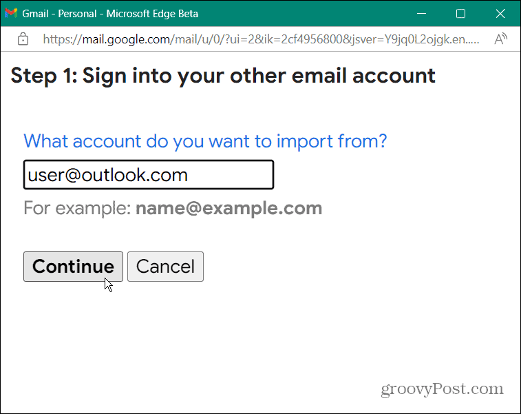 Importujte e-mail z programu Outlook do Gmailu