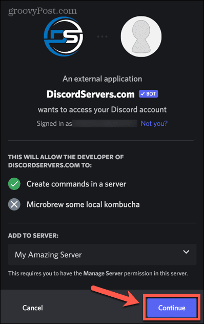 discord server pokračovať