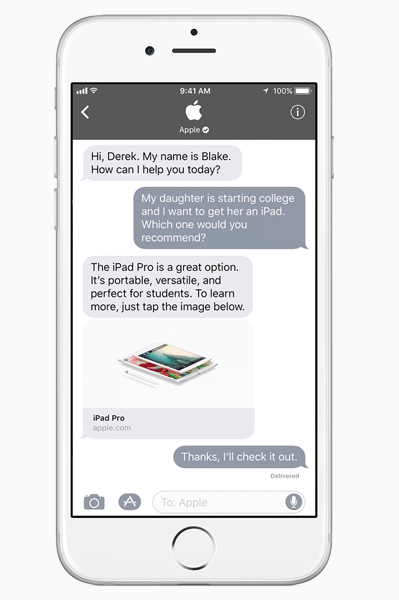 Spoločnosť Apple predstavila Business Chat, nový výkonný spôsob, ako sa môžu firmy spojiť so zákazníkmi v rámci služby iMessage.