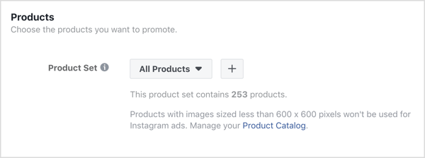 Kliknite na znak + v sekcii Produkty na reklamnej úrovni vašej kampane na Facebooku.