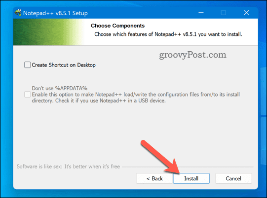Spustite inštalátor programu Notepad++
