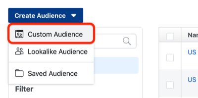 krok 1, ako vytvoriť vlastné publikum na Facebooku