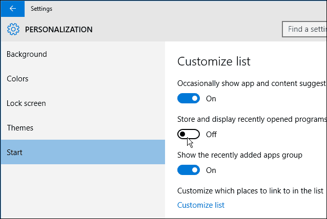 Windows 10: Odstráňte položky zo zoznamu najpoužívanejších položiek ponuky Štart