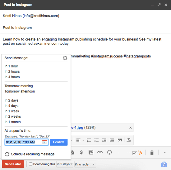 bumerang pre pripomenutie v Gmaile
