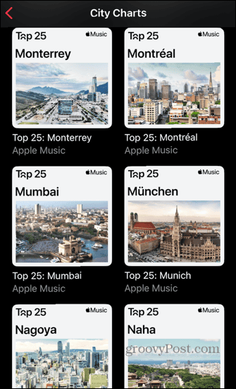 apple music mapuje mestá podľa názvu