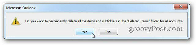 Automaticky vyprázdniť odstránené položky v programe Outlook 2010 pri ukončení