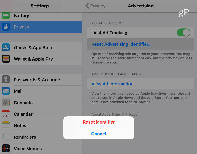 Obnoviť ID reklamy iOS