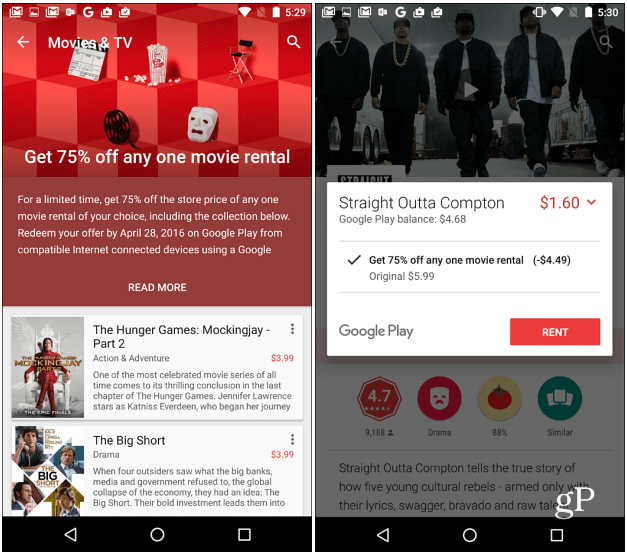 Filmy Google Play ponúkajú 75% zľavu na akékoľvek vypožičanie filmu