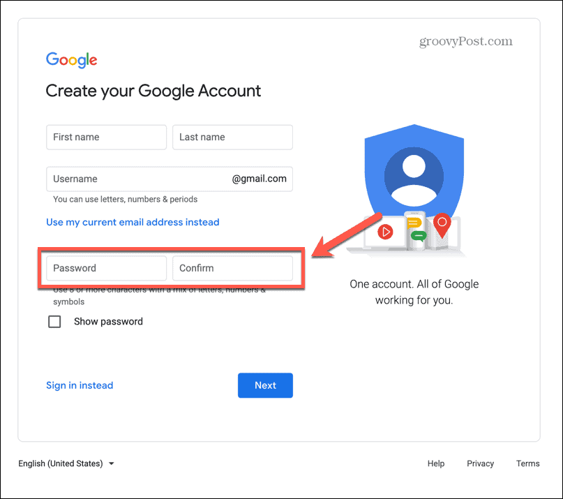 heslo detského účtu gmail