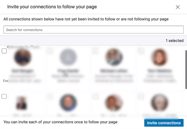 Pozvite spoločnosť Connections, aby sledovala vašu stránku LinkedIn, krok 2.