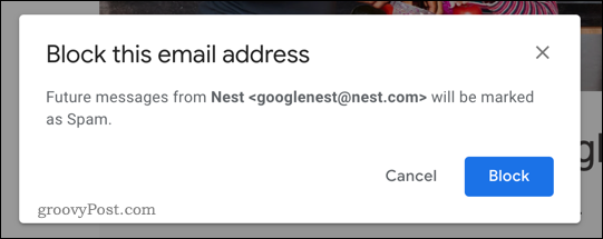 Tlačidlo blokovania v Gmaile