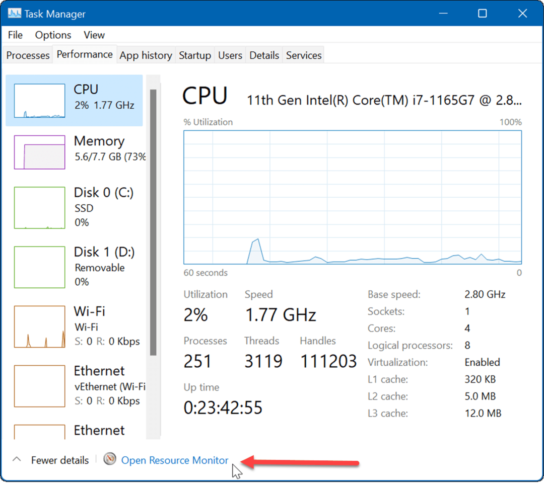 Monitor zdrojov oprava pomalého internetu v systéme Windows 11