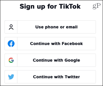 Zaregistrujte sa na webe TikTok