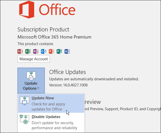 Aktualizácia balíka Office 2016