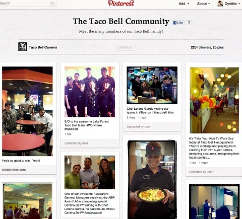 Kariéra spoločnosti Taco Bell na Pintereste