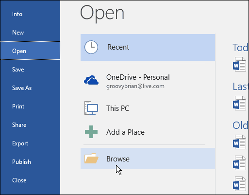 MS Word Open