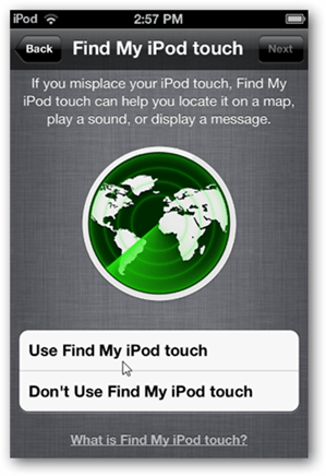 Nastavenie iCloud Find m iPod Touch