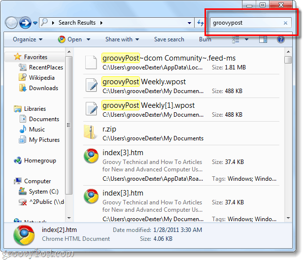 rozšírené vyhľadávanie v systéme Windows 7