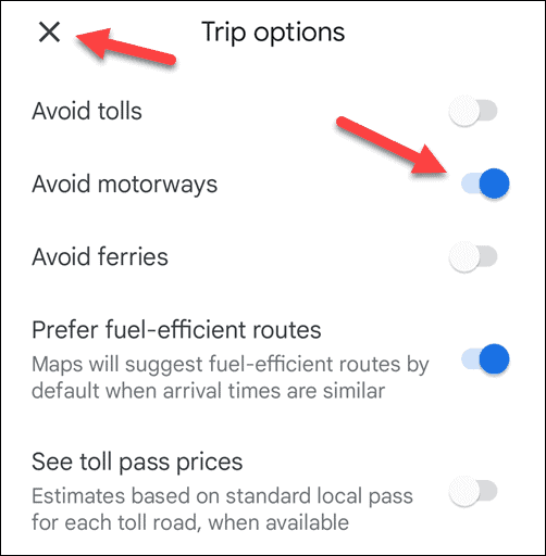 Vyhnite sa diaľniciam v Mapách Google na mobile