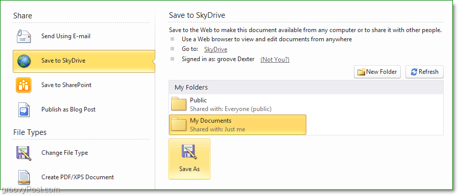 Ako ukladať súbory a dokumenty Microsoft Office 2010 do programu SkyDrive