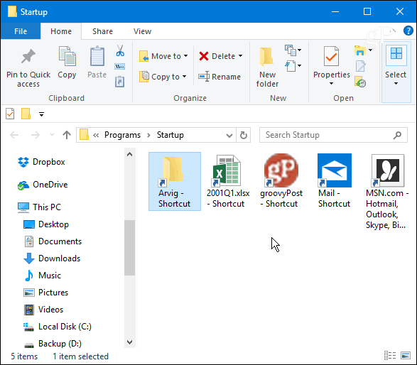 Spúšťacia zložka Windows 10