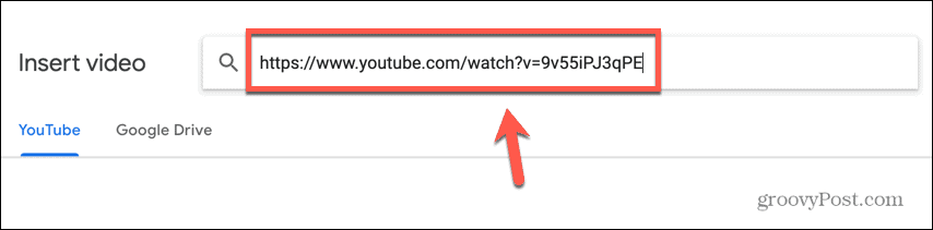 google slides prilepila adresu URL youtube