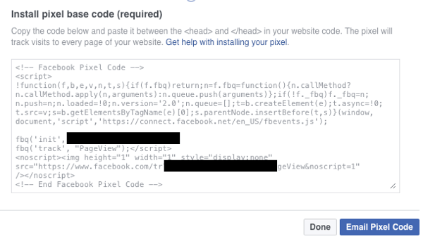 Uistite sa, že máte na svojom webe nainštalovaný základný kód pixelov na Facebooku.