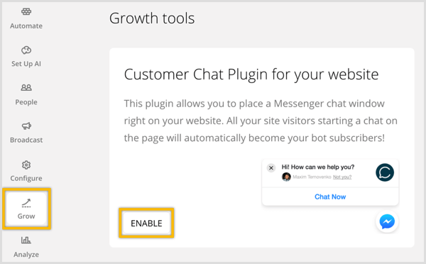 ChatFuel umožňuje plugin pre chatovanie zákazníkov