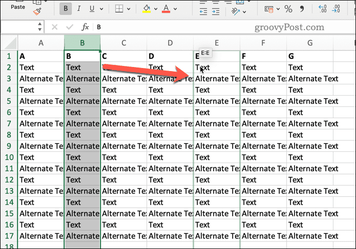 Presunutie stĺpca v Exceli