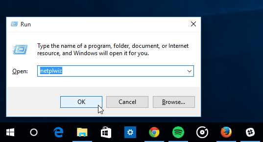 Dialóg spustenia systému Windows 10