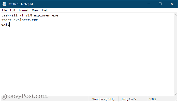 Vytvorte dávkový súbor pomocou programu Poznámkový blok v systéme Windows 10