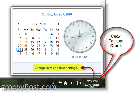 Windows 7 zobrazuje hodiny na paneli úloh