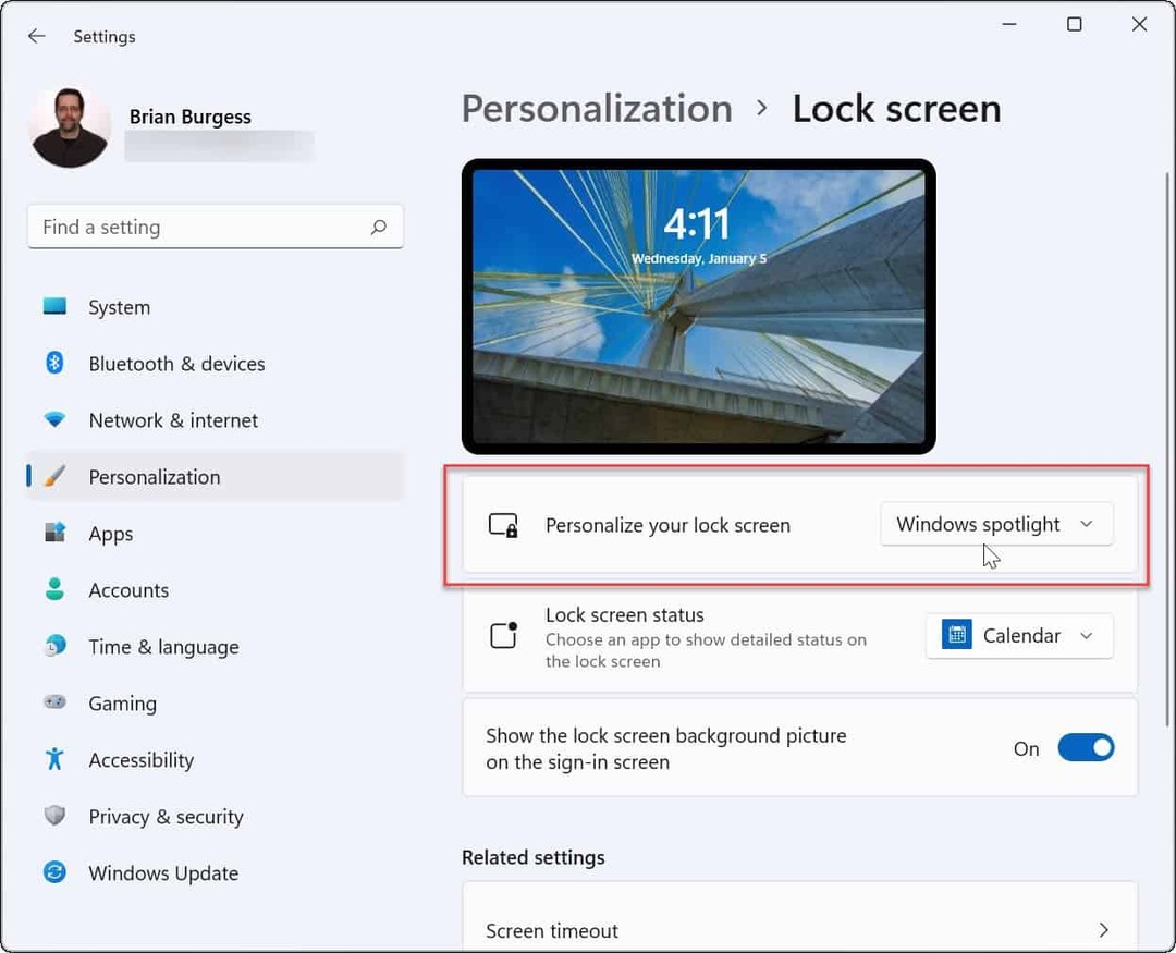 Prispôsobte uzamknutú obrazovku Windows 11