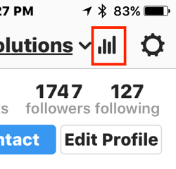 Klepnutím na ikonu stĺpcového grafu získate prístup k svojim štatistikám Instagramu.