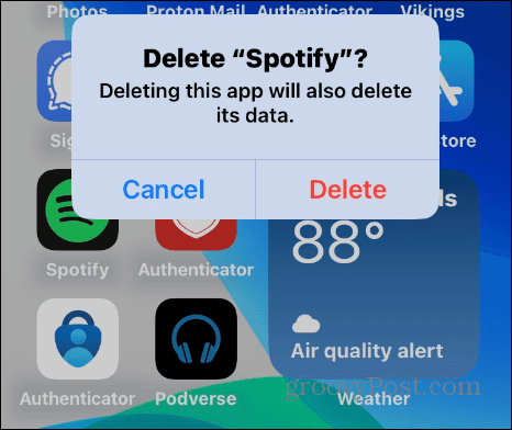 Odstráňte aplikáciu Spotify na iPhone