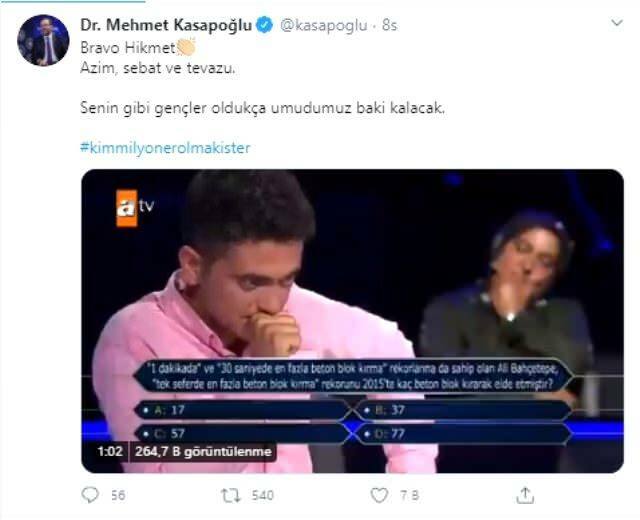 zdieľanie ministra mehmet kasapoğlu