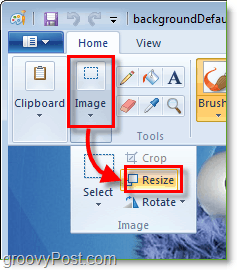 zmeniť veľkosť obrázka v systéme Windows 7 maľovať kliknutím na obrázok a potom zmeniť jeho veľkosť
