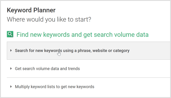 Vyhľadávanie v Plánovači kľúčových slov Google AdWords