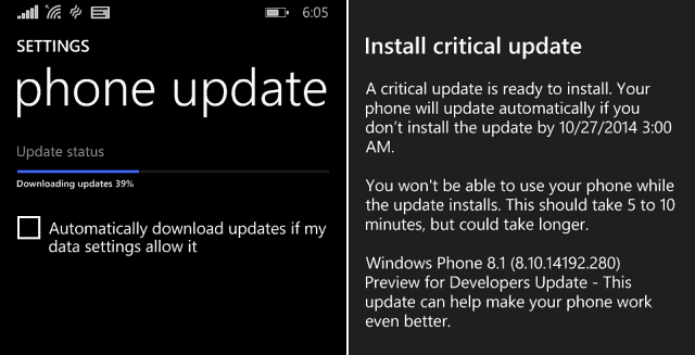 Windows Phone 8-1 Kritická aktualizácia