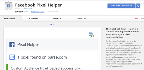Nainštalujte si Facebook Pixel Helper a skontrolujte, či vaše sledovanie funguje.