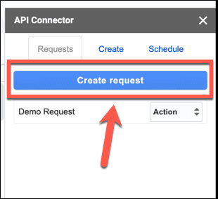 žiadosť o vytvorenie konektora API